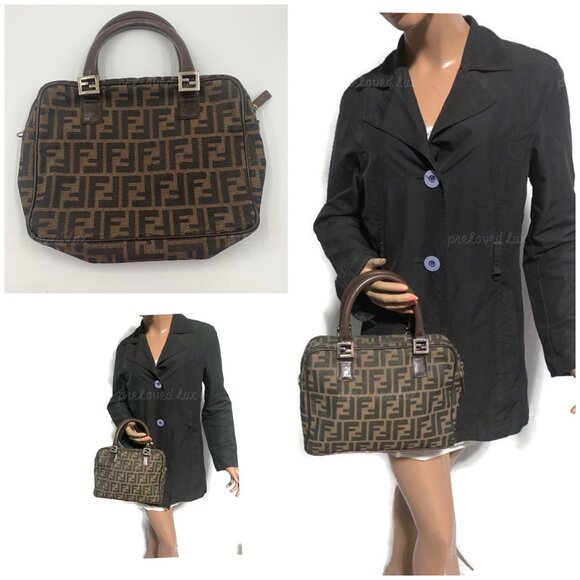 Authentic FENDI Zucca FF Logo Monogram Brown Bag - Picture 14 of 15